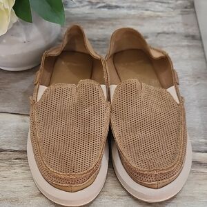 Brown Perforated Slip-On Loafers
